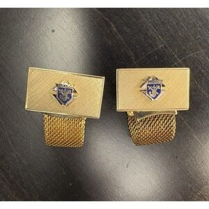 Vintage Knights of Columbus Cuff Links Gold Tone Chain Design Mens Jewelry